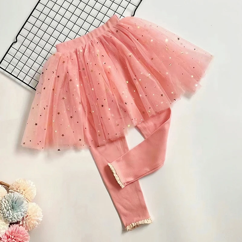 Spring Autumn Children\'s Girls Skirts and Pants Cute Casual Fake Two Girls Baby Solid Color Leggings