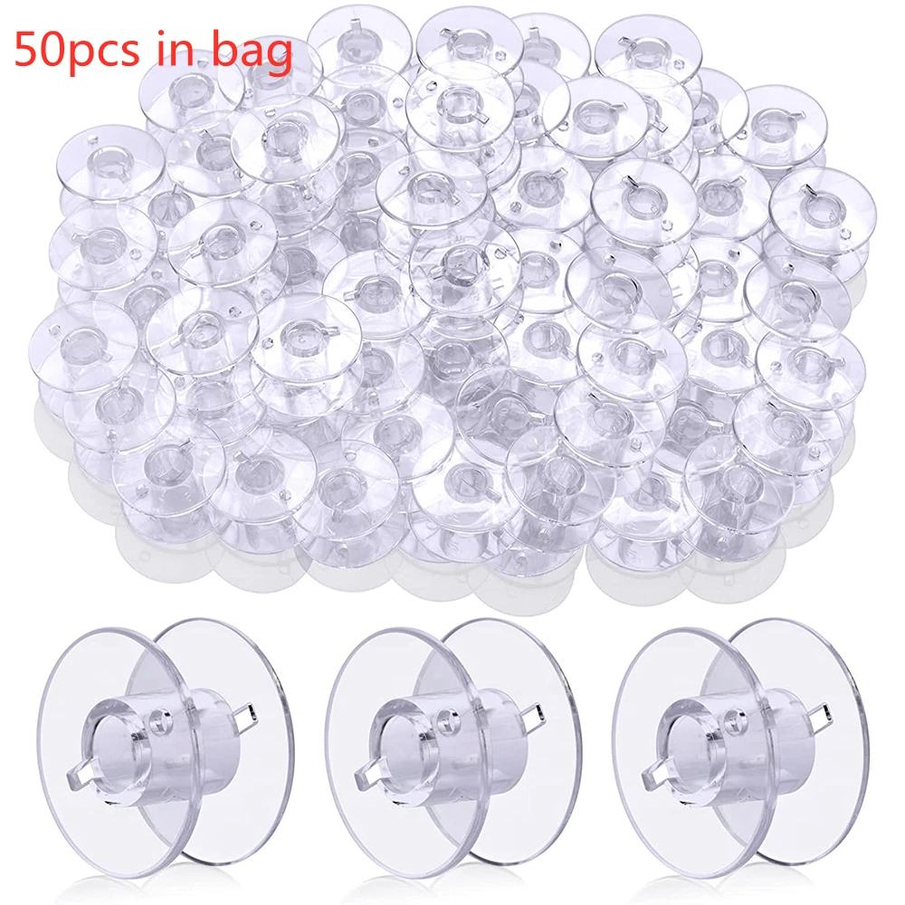 

50pcs Sa156 Bobbins for Brother Sewing Machine Plastic Bobbins with Case Transparent Plastic Sewing Machine Bobbins DIY Sewing