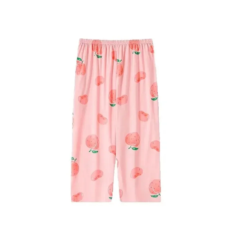 

Lovely Fruit Pattern Home Pants For Women Soft Modal Calf-Length Home Trousers Sleep Bottoms Casual Print Pyjamas Female 5XL