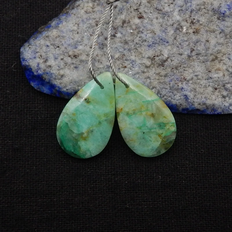 

Natural Stone Chrysocolla Earring Beads 26x15x4mm 5g Semiprecious Fashion Jewelry Earrings Accessories For Women