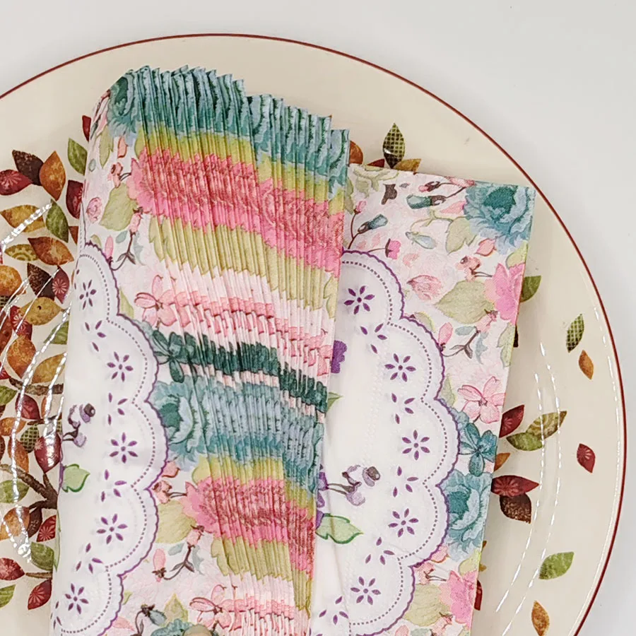 10/20 قطعة 33 سنتيمتر 2Layer الإبداعية زهرة المناديل الطرف الديكور الأنسجة الإبداعية معلقة ورقة مطعم ورقة DIY Decoupage ورقة