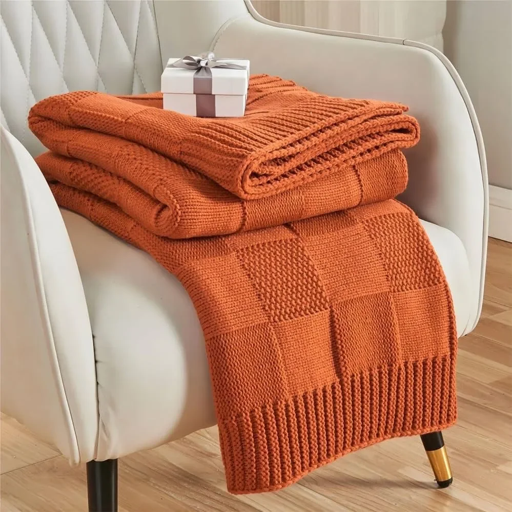 Boho Throw Blankets Solid Color Plaid Textured Knitted Blankets Vintage Chunky Luxury Throw Bedspread Covers Manta Para Sofá 담요
