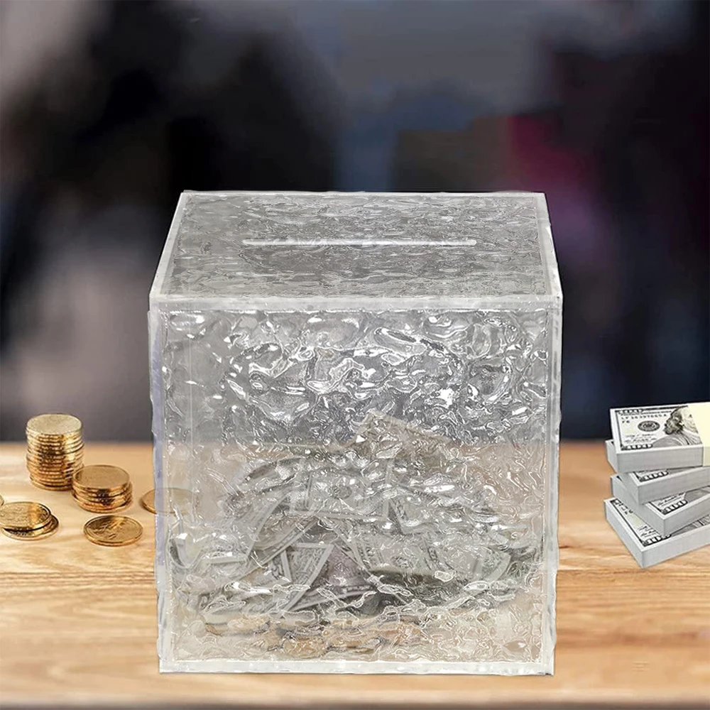 Stone acrylic piggy bank can not be opened diamond piggy bank only in can not be opened to withdraw money 12*12*12cm
