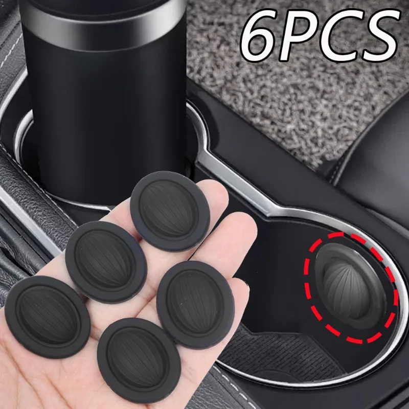 Car Water Cup Groove Silicone Pad Auto Mounted Shock Absorber Water Cup Limiter Universal Anti-collision Noise Reduction Decal