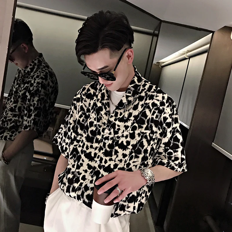 

2022 Summer Fashion Print Shirt New Cotton Soft Men Clothes Lapel Button Up Mens Casual Loose Blouse High Quality Shirts Q20