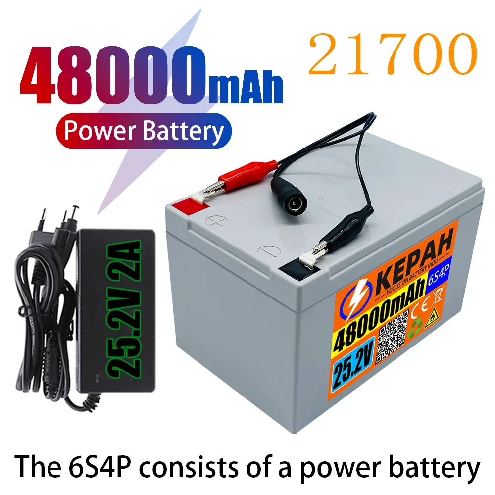 

6s4p 24V 48ah 21700 battery very durable 25,2v 48000mah electric bicycle moped / electric bicycle / for various tools + charger