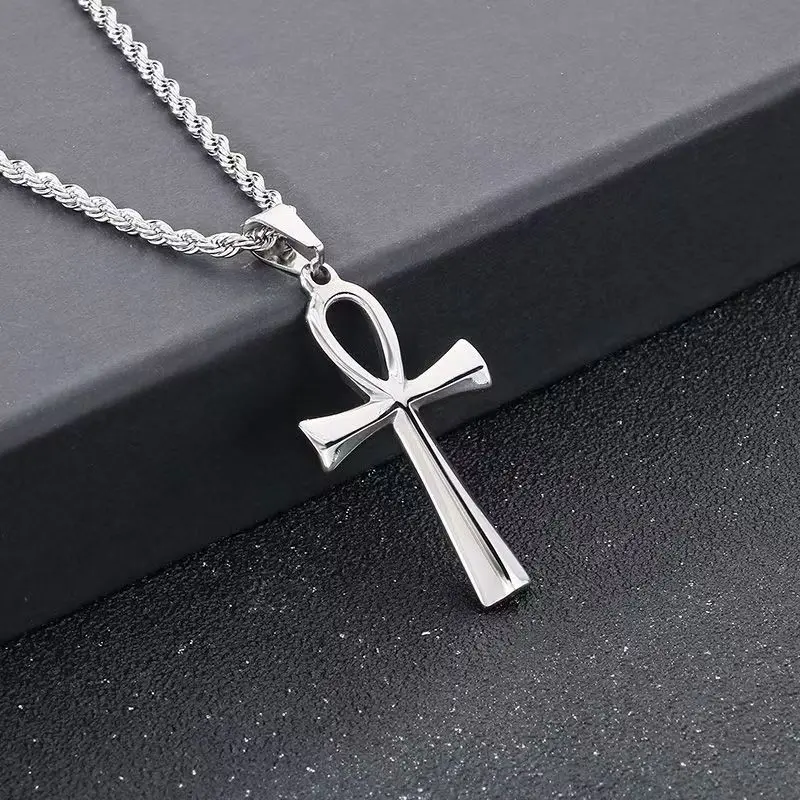 Egyptian Ankh Cross Pendant  Stainless Steel Life Symbol Jewelry Necklace