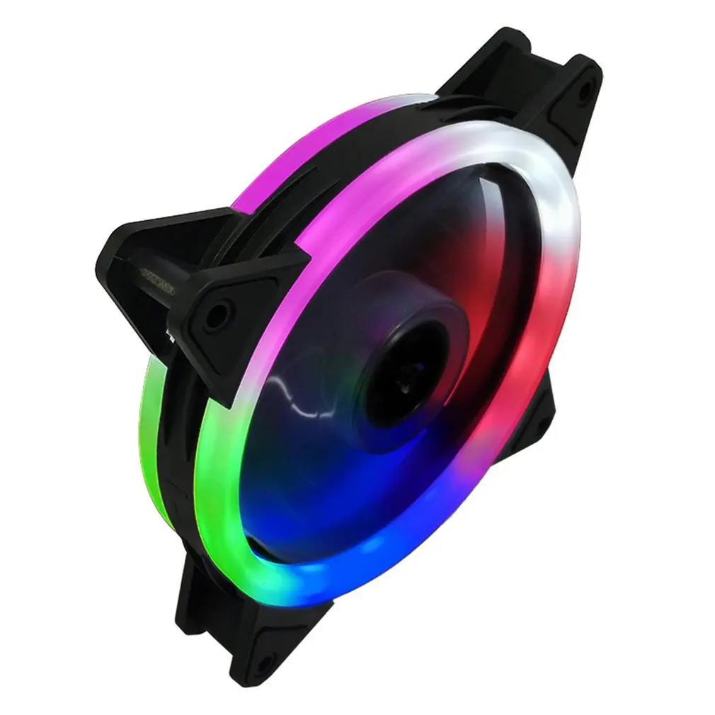 12 センチメートルオーロラサイレントコールド RGB 冷却ファン両面照明コンピュータケースファン LED カラーライト