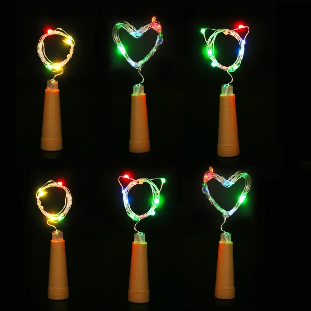 6Pcs/Lot Wine Bottle Light LED Cork String Lights Battery Operated Silver Wire Fairy Lights For Party Xmas Wedding Table Decor