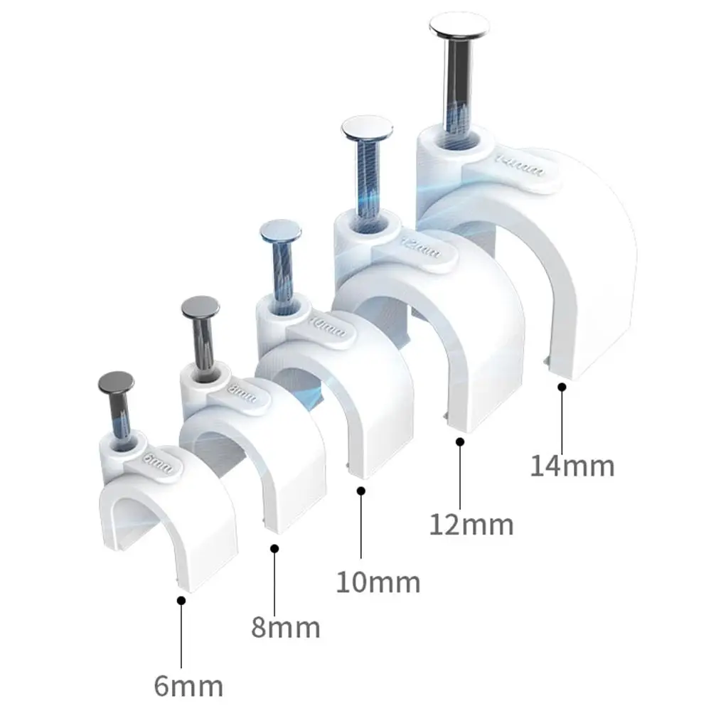 100pcs Durable U Shape Circle Wall Clip Clamp PVC Pipe Line Buckle Fixing Wall Hanging Wire Management Home