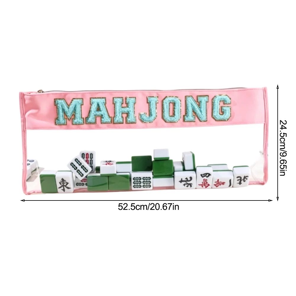 Portable PVC for mahjong for tile Storage Bag Waterproof 52.5 x 24.5cm Organizer for Travel Game Nights and Club Gatherings