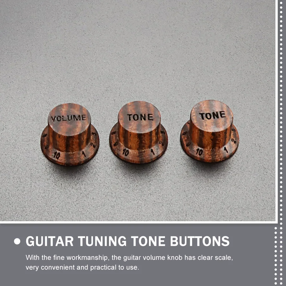 

3 Pcs Guitar Knobs Wooden Volume Control Alloy Durable Electric Guitar Bass Accessories Clear Scale Fine Workmanship