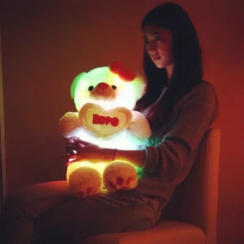 80cm Light Soft Stuffed animals Bluetooth Music Glow Teddy Hug Bear Pillow Doll children Birthday Christmas Gift