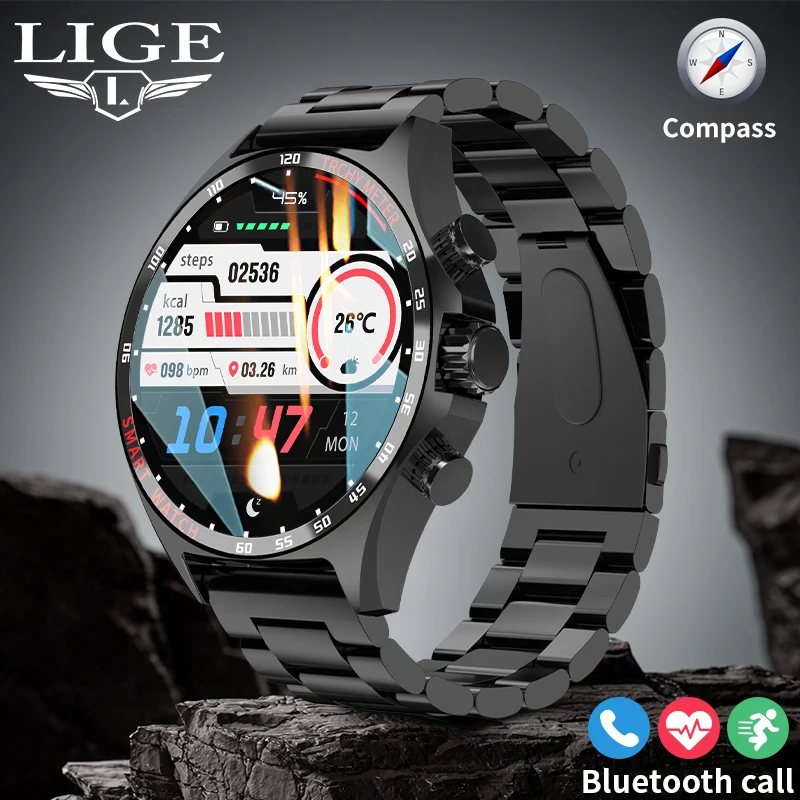 

LIGE GPS Compass NFC Smart Watch HD Screen Men Women Outdoor Sports Bluetooth Call IP68 Waterproof Smartwatch For Xiaomi Huawei