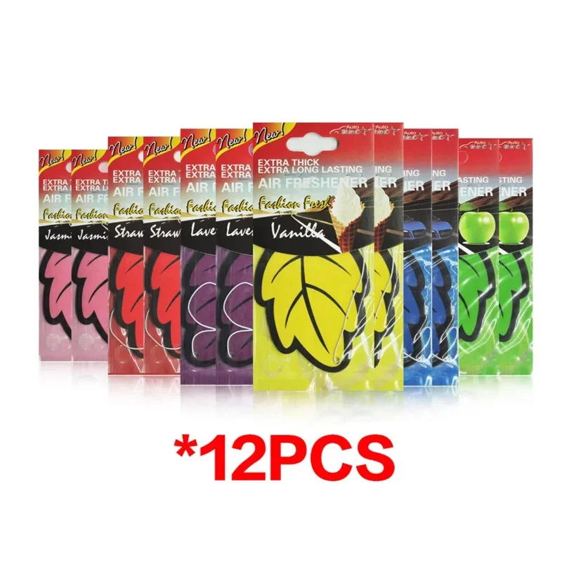 12/36/48Pcs Car Air Freshener Natural scented tea paper Auto Hanging Vanilla perfume fragrance Leaf Shape