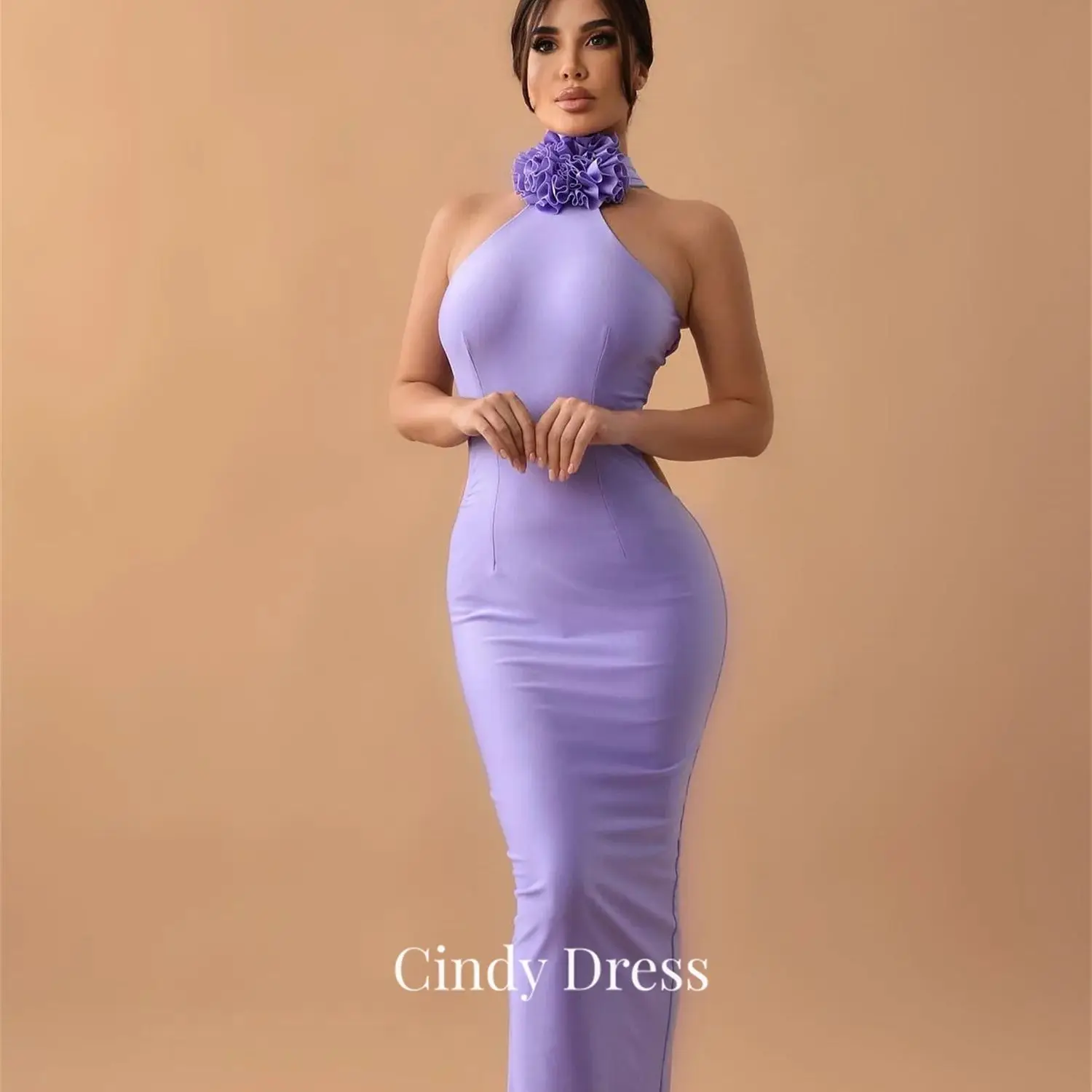 

Cindy Lavender Purple Sexy Mermaid Backless Saudi Women Evening Dress Gown Suitable Dresses on Request Wedding Guest Elegant