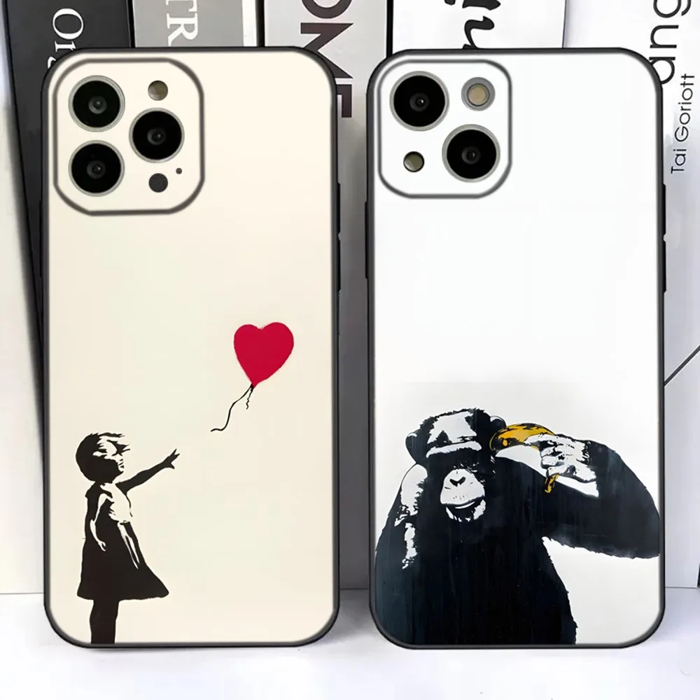 

Street Art Banksy Graffiti Phone Case For iPhone 15,14,13,12,11 Plus,Pro,Max,XR,XS,X,7,8 Plus,SE,Mini Silicone Soft