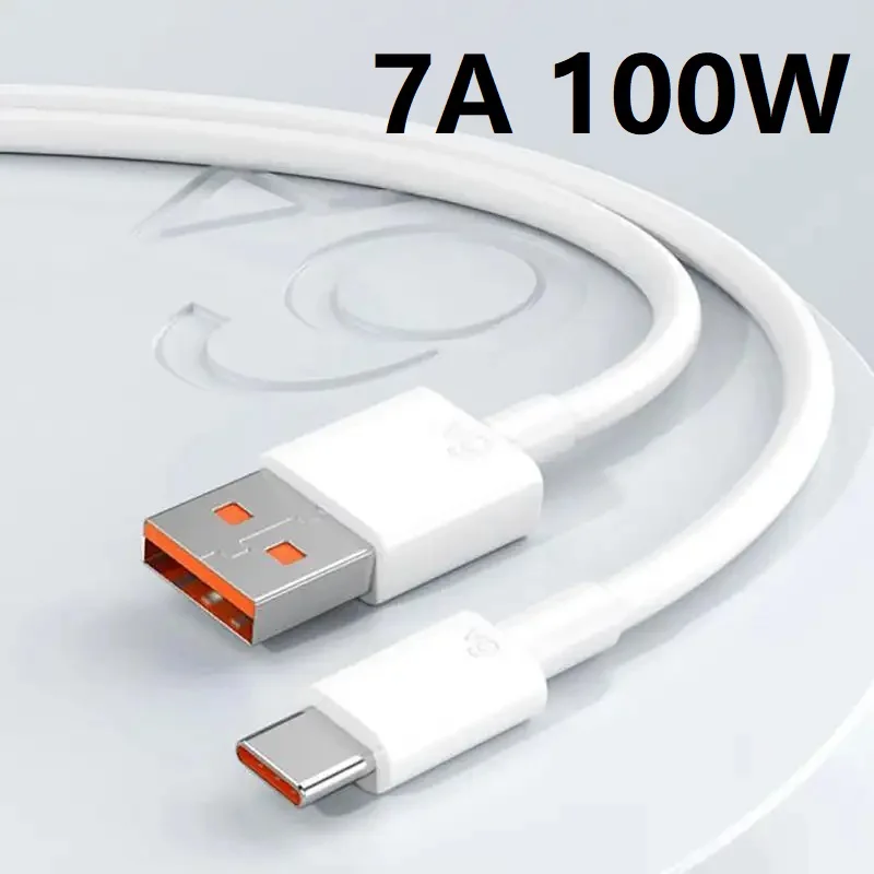 

7A 100W Type C Super Fast Cable Fast Charging For Huawei Mate 40 30 Xiaomi Honor Samsung Mobile Phone Cable Data Cord 1m 1.5m 2m