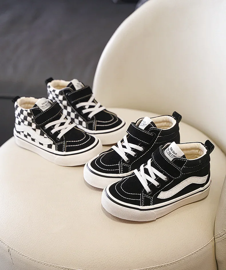 

Новая парусиновая обувь, модные кроссовки, высокие кеды, школьная обувь, детская мягкая подошва, нескользящая обувь, детская повседневная обувь,