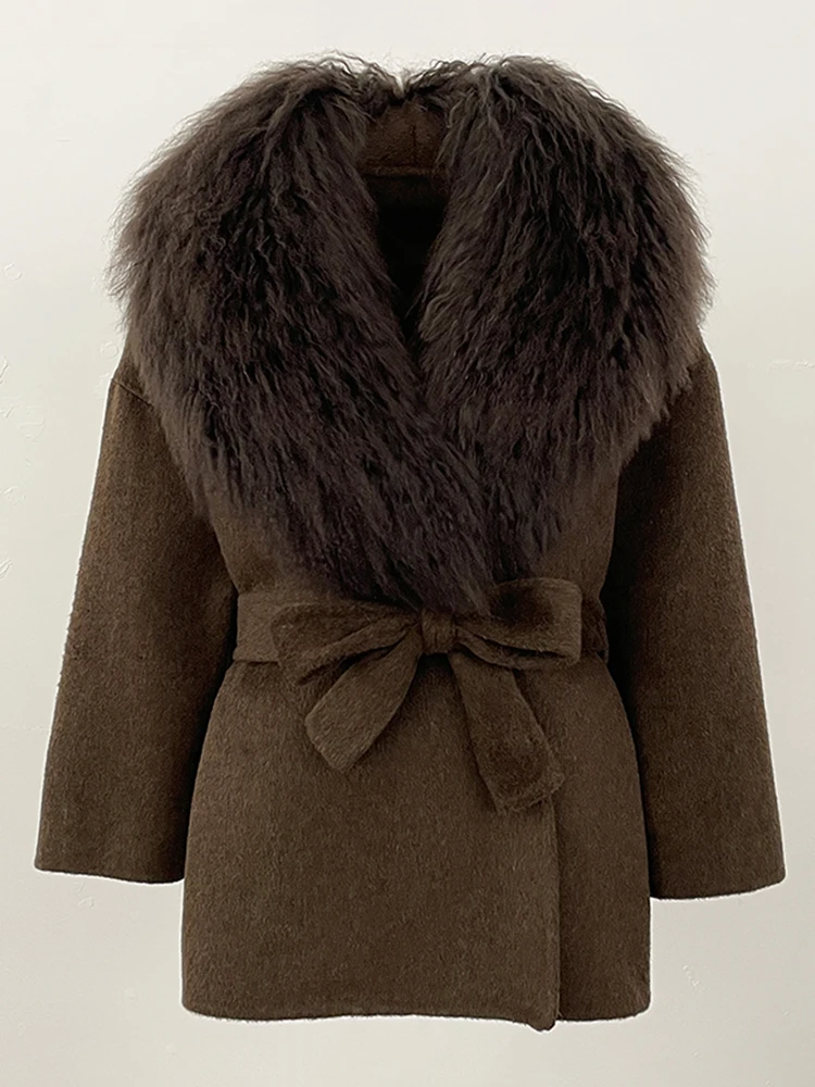 ملابس شتوية جديدة لعام 2025 معطف فرو حقيقي للسيدات على الموضة منغوليا الطبيعية سترة صوفية من فرو الأغنام ملابس صوف للسيدات