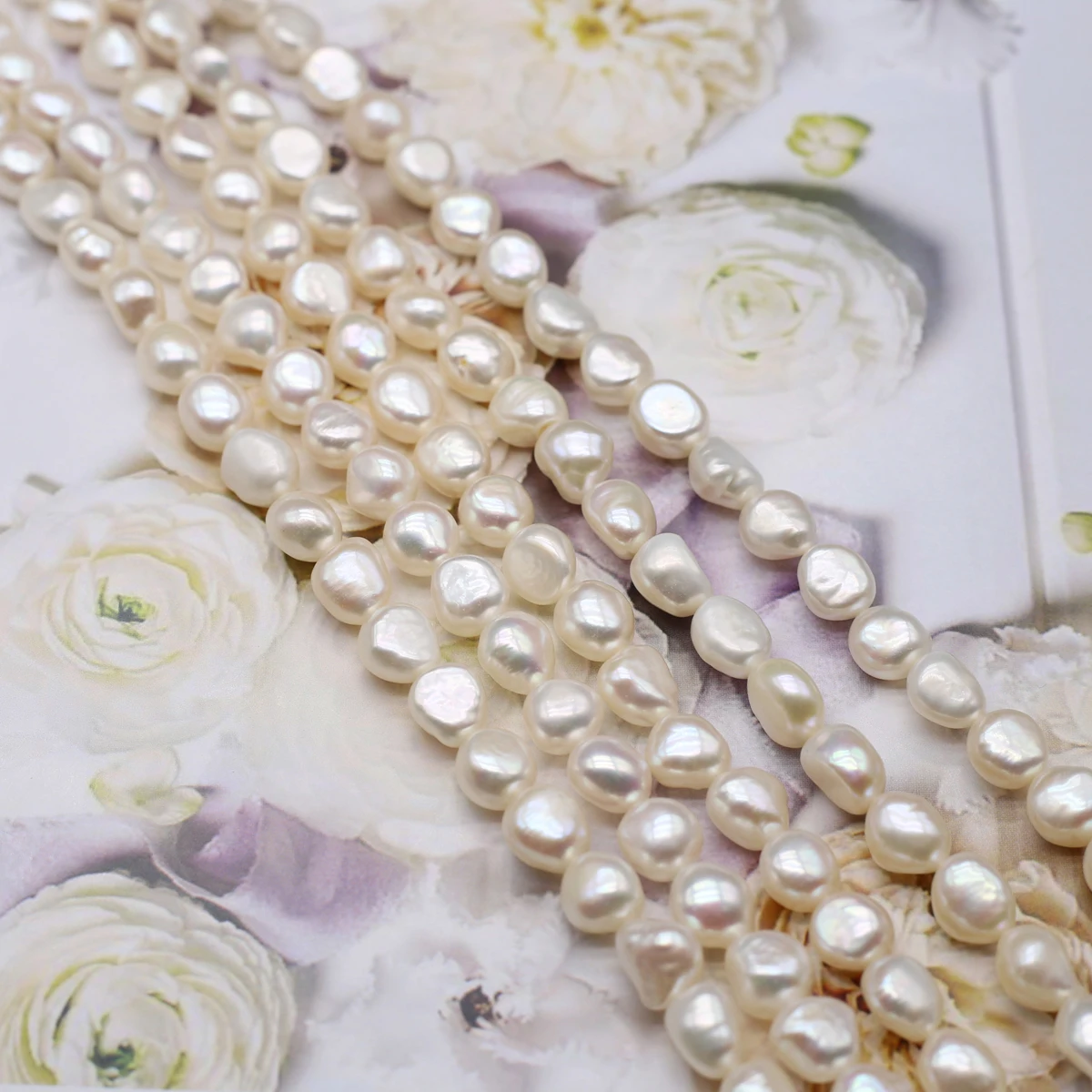 8-9mm High Quality Natural Freshwater Pearl Irregularly Shaped White Spacer Beads for Jewelry Making DIY Necklace Accessories