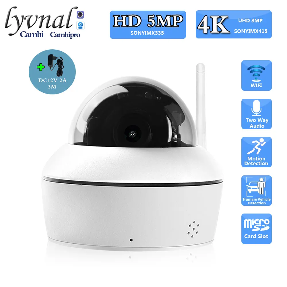 H265 Sonyimx415 4K 8MP Wireless Security Surveillance IP Camera Wifi Dome HD 5MP Two Way Audio Outdoor IR Night Version