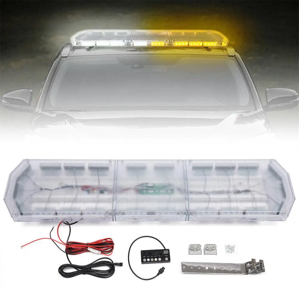 

48" 88 LEDs Strobe Light Bar Amber White Car Truck Beacon Tow Truck Response Signal Lamp Emergency