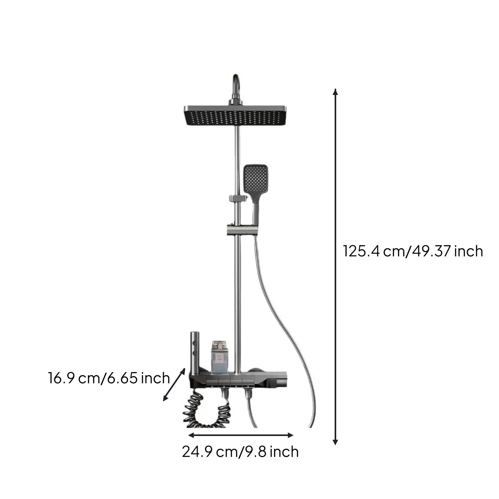 مجموعة دش يتم التحكم فيها بدرجة الحرارة، صنبور دش مطري نحاسي، مجموعة محمولة مضغوطة للحمام