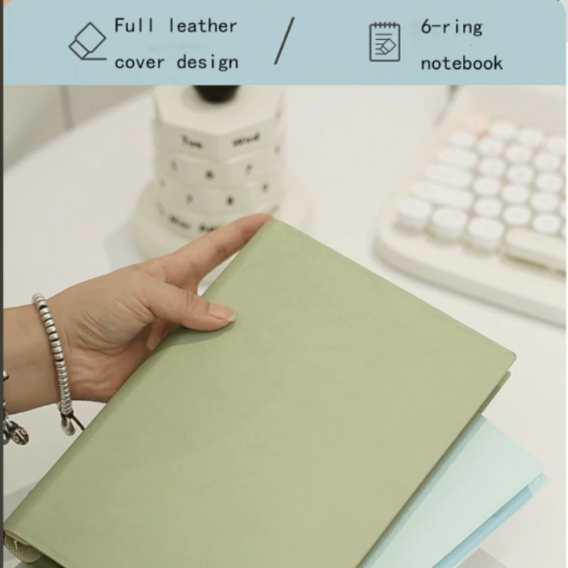 Nueva carpeta A5 de 6 anillas con pizarra blanca, cubierta de planificador de cuaderno recargable para inserciones de planificador A5 y papel de repuesto, grabar en cualquier momento