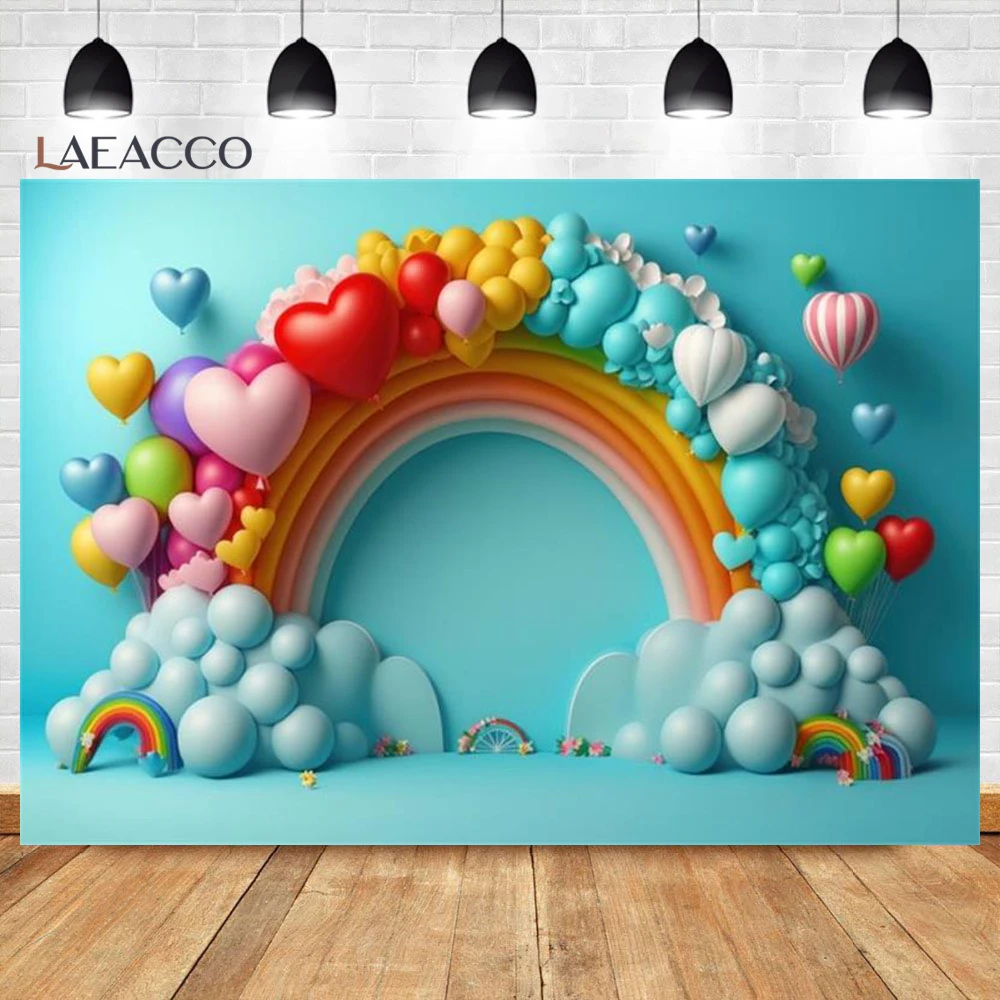 Colorful Balloon Photography Backdrops Boy Girl One Year Birthday Party Decor Children Family Portrait Backgrounds Studio Props