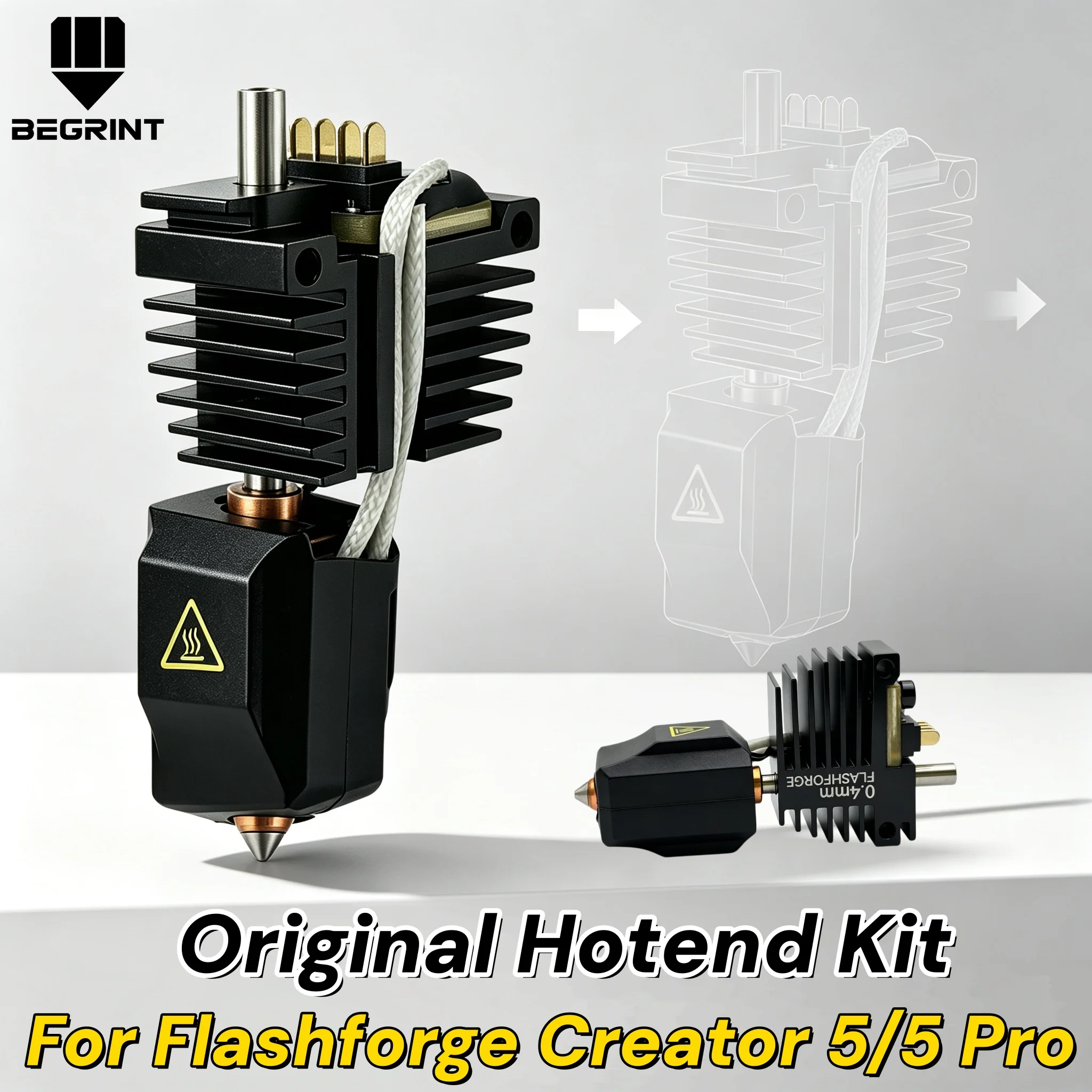 For Flashforge Creator 5 / Creator 5 Pro Original Hotend Kit 0.25/0.4/0.6/0.8mm Extruder Print Head Nozzle Assembly 3D Printer