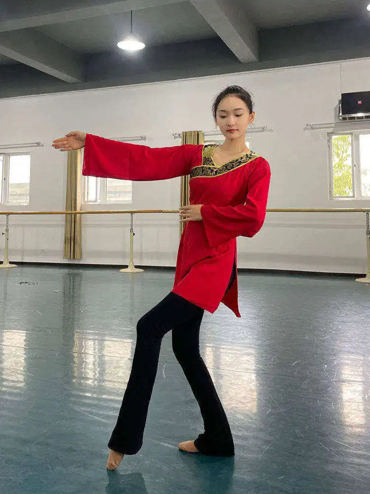 ノースダンス-クラシックダンス衣装-漢唐練習服-女性用-民族舞踊トップス-全国トレーニングクラス
