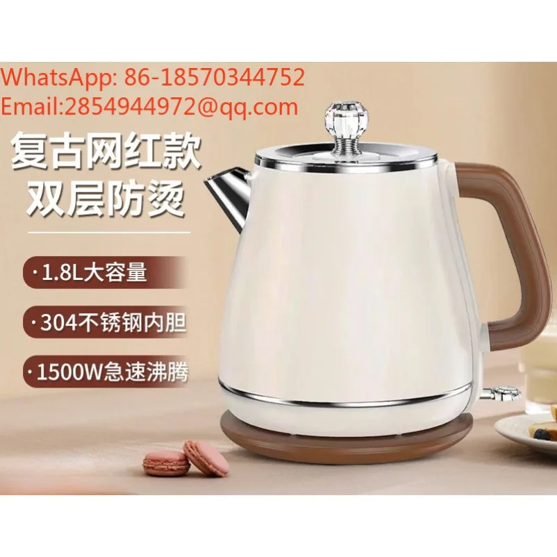 EU Specification 304 Stainless Steel Electric Kettle 1.8L Double‑Wall Auto Power‑Off Water Boiler