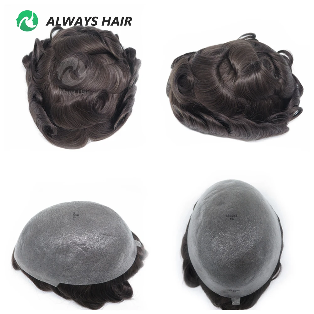 Alwayshair Thinskin -Thin Skin Male Wig Natural Hairline India Human Hair System for Men 115% Hair Density Hair Unit