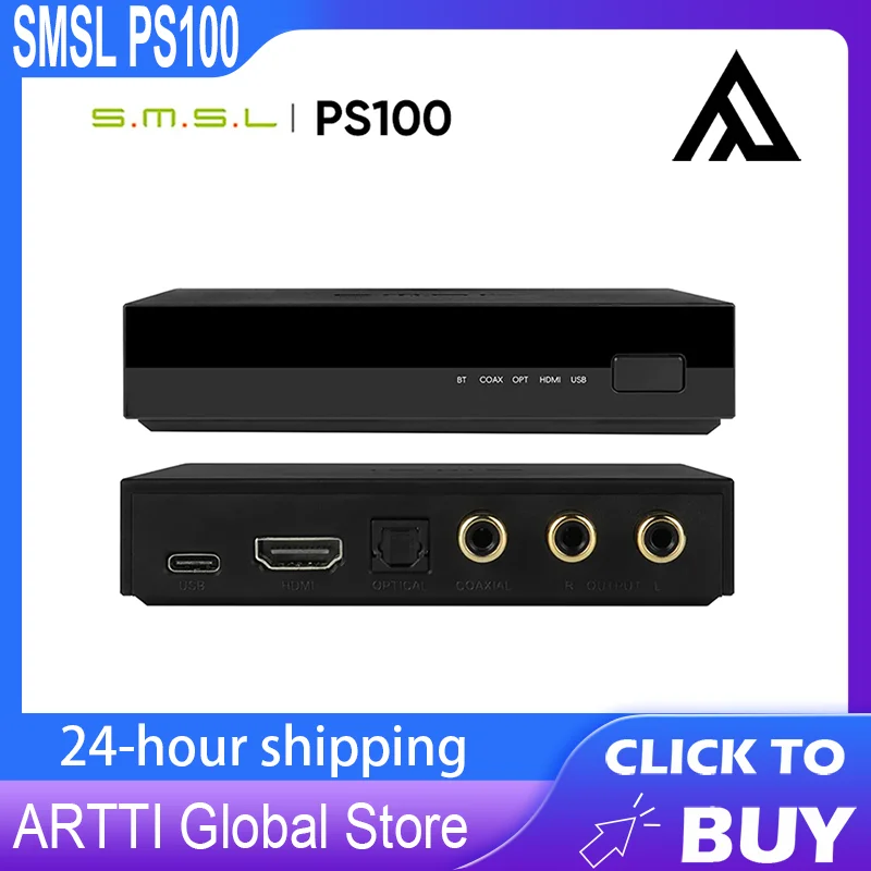 SMSL-Convertidor de Audio multifuncional PS100, sistema de alimentación de alto rendimiento, Chip DAC HDMI ES9023, música para el hogar y el coche