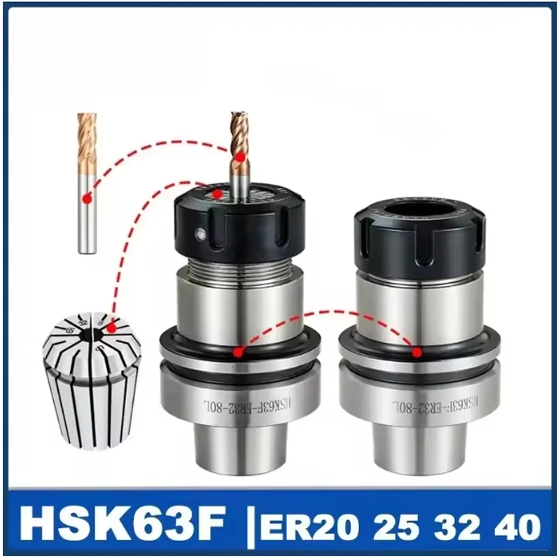 High Precision Balanced Chuck HSK63F HSK63E ER32 Woodworking Tool Holder Wooden Processing CNC Machine Parts