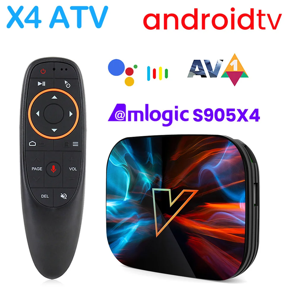 VONTAR X4 ATV androidtv 11.0 Smart TV Box Amlogic S905X4 Google Voice Input 4K @ 60fps 1000M LAN Dual Wifi DDR3 4GB 32G/64G/128GB