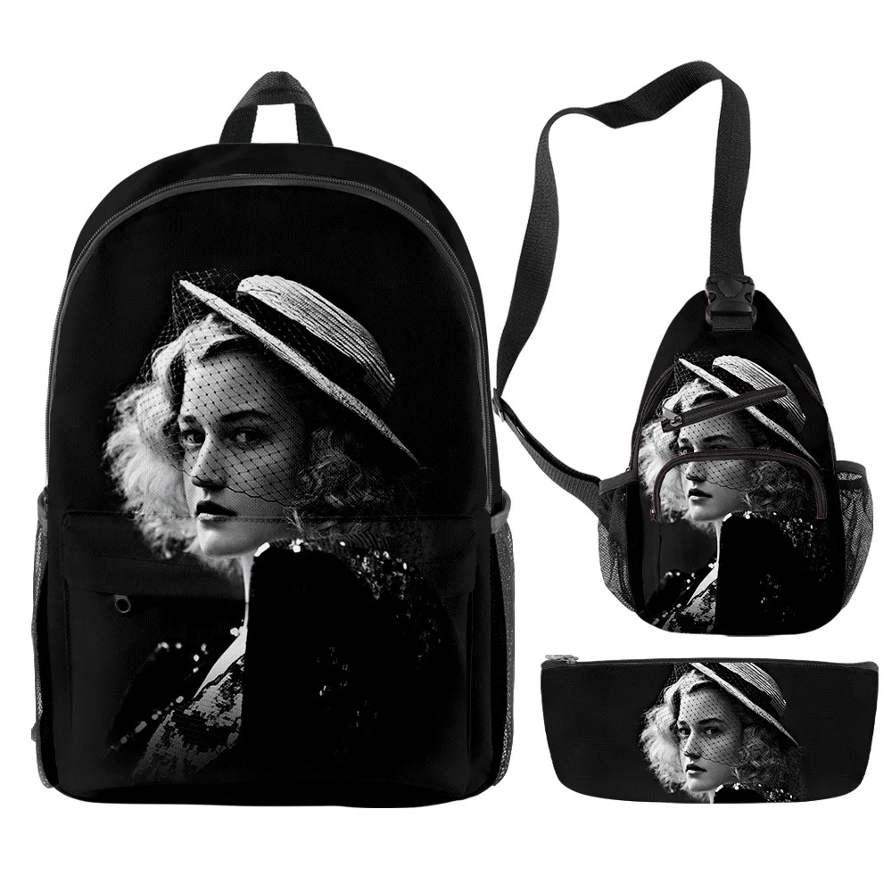 

Cartoon Novelty Cool Julia Garner 3D Print 3pcs/Set pupil School Bags Travel Laptop Backpack Chest Bag Pencil Case