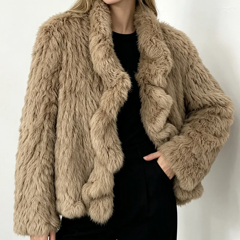 High-Quality Winter New True Rabbit Fur Woven Fur Coat Women's Striped Open Cardigan Luxury Fashion High Street Real Fur Coat