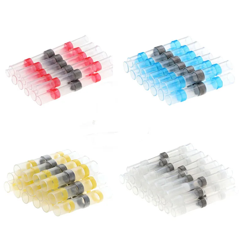 100 pcs Solder Seal Wire Connectors Kit Heat Shrink Butt Connectors Waterproof Insulated Wire Terminals Splice