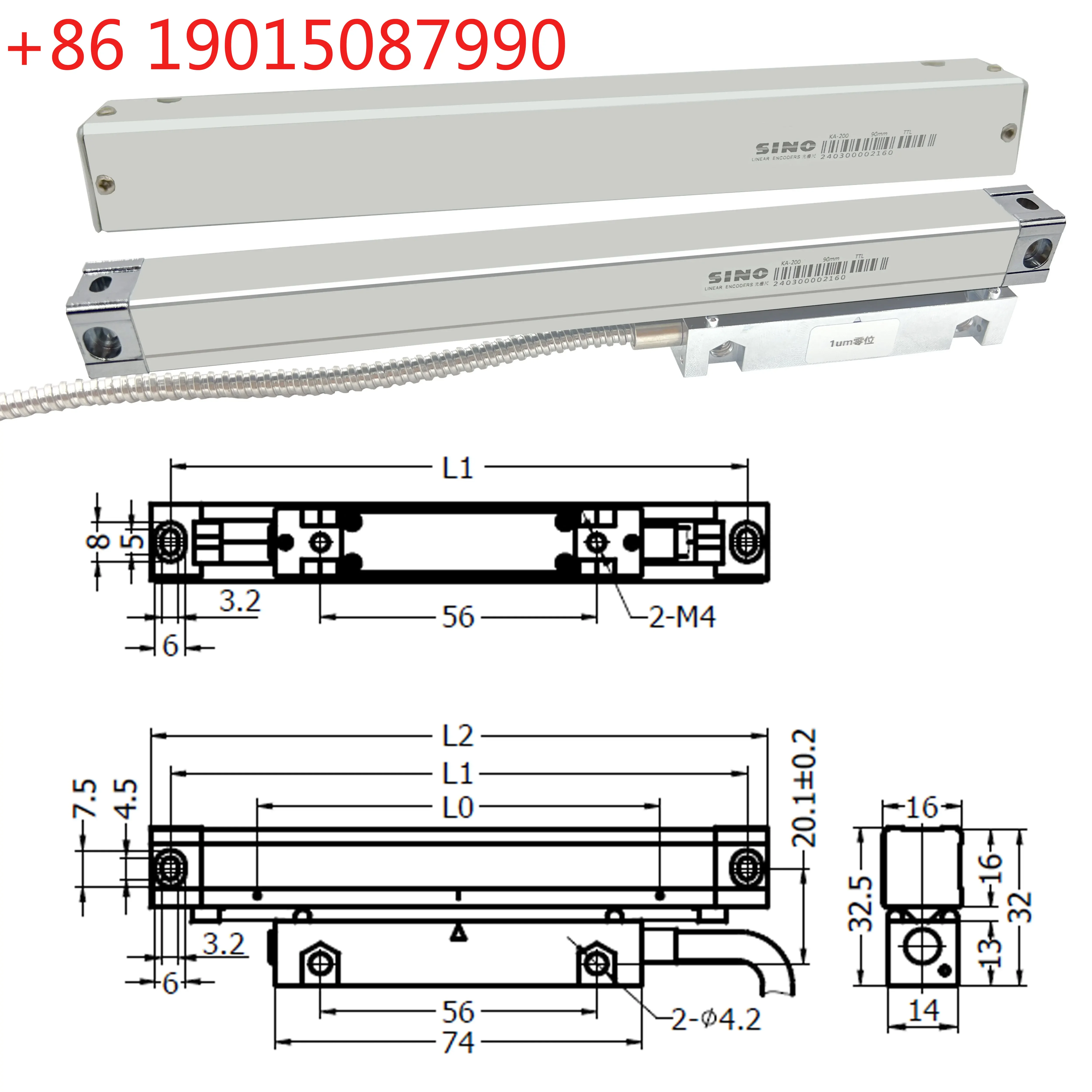 SINO KA200 series small linear scale electronic scale glass optical scale incremental 5V A B Z signal output encoder