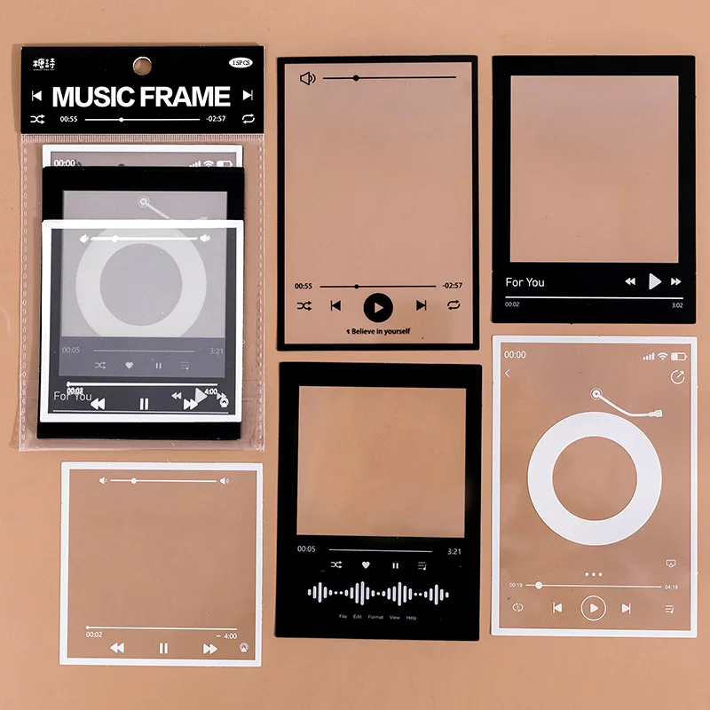 15 Sheets Large Music Theme Transparent Film Frame Stickers, Vintage Retro Style, Journal DIY Creative Decor Stickers