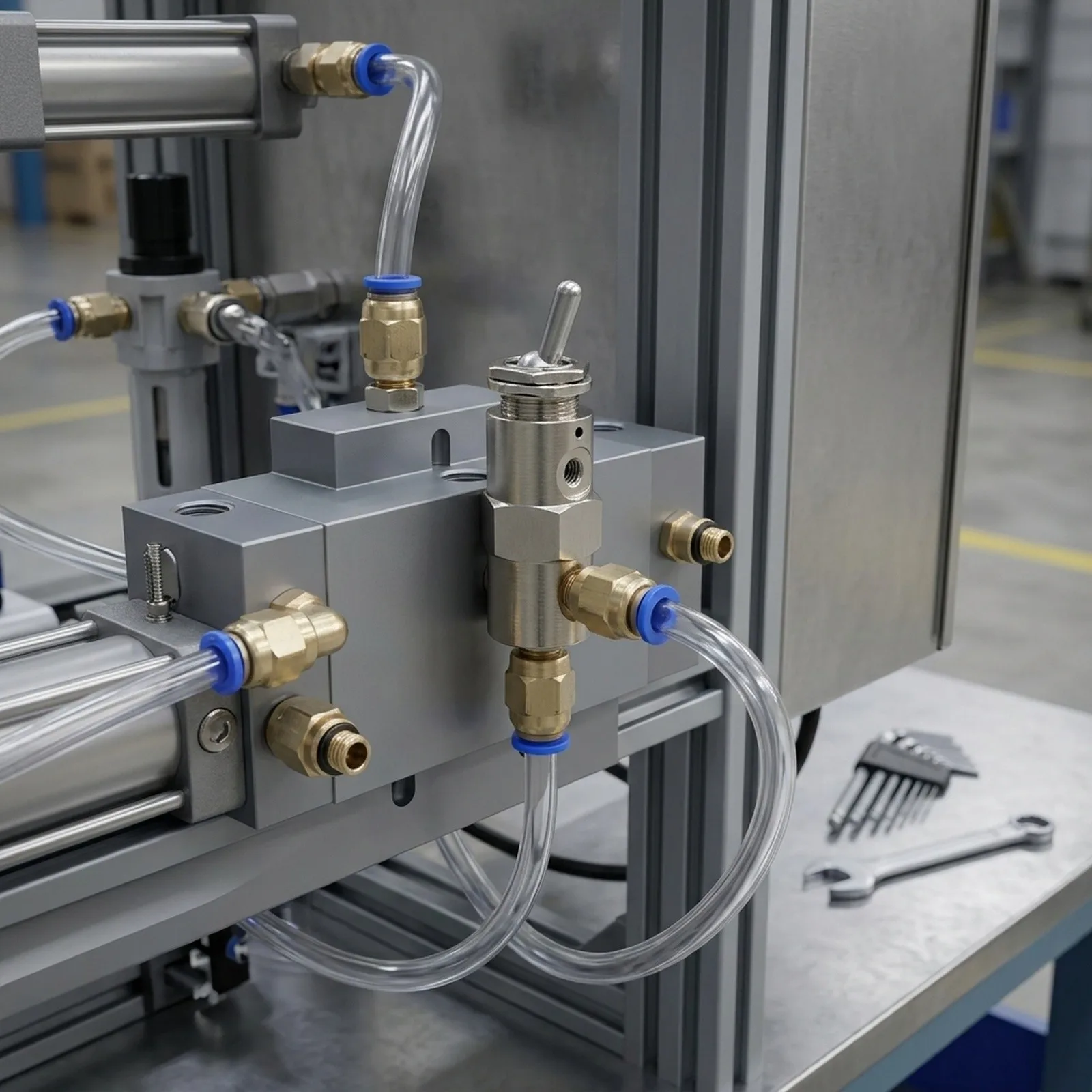 Mechanical Pneumatic Valve TAC4V 2 Position 5 Way with 6mm Connector for Pneumatic Signal Direction and Air Flow Switching