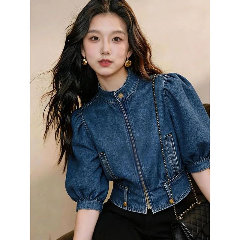 Women's Denim Coat 2026 Spring Autumn Unique Beautiful Loose Ladies Cowboy Jacket Sense of Design Elegant Lady Outerwear