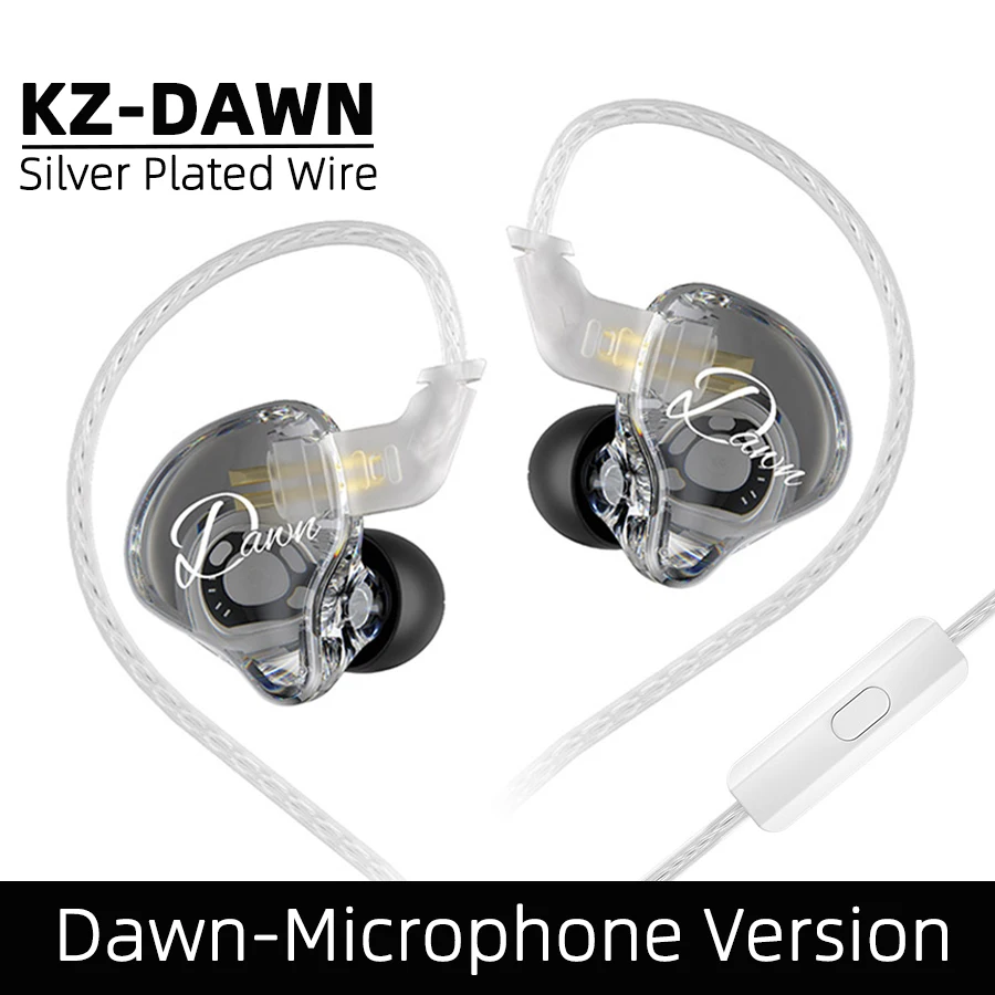 KZ Dawn HiFi-oortelefoon 10MM Dual Dynamic Drive Bass-oordopjes In-ear monitor Gaming Sport Muziek DJ Podium Ruisonderdrukking Hoortelefoon