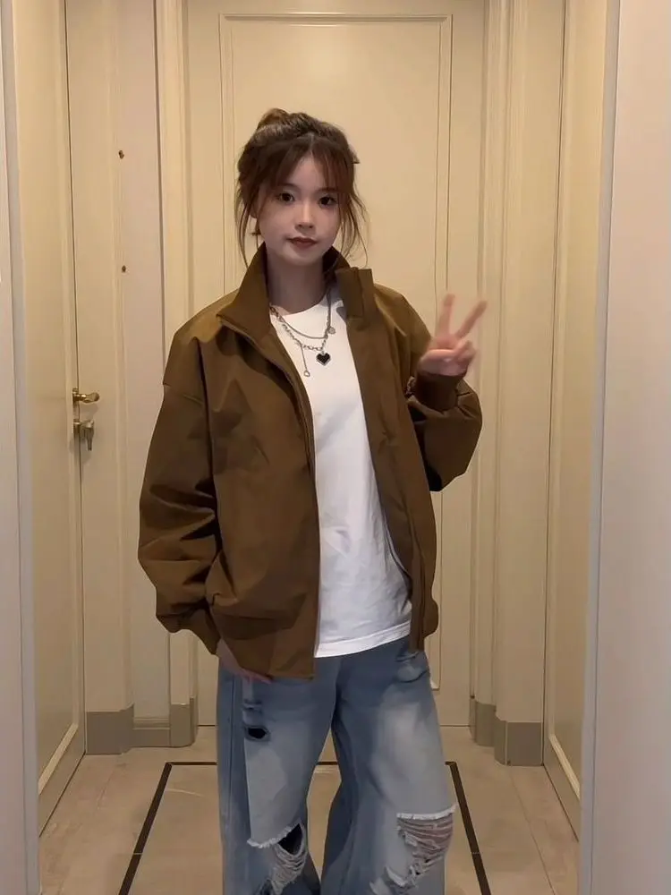 

Cleanfit American Sle Pilot Jaet Men's ort Baseball Coat Stand Collar Windproof Polyester Fiber Youth Casual Outerwear