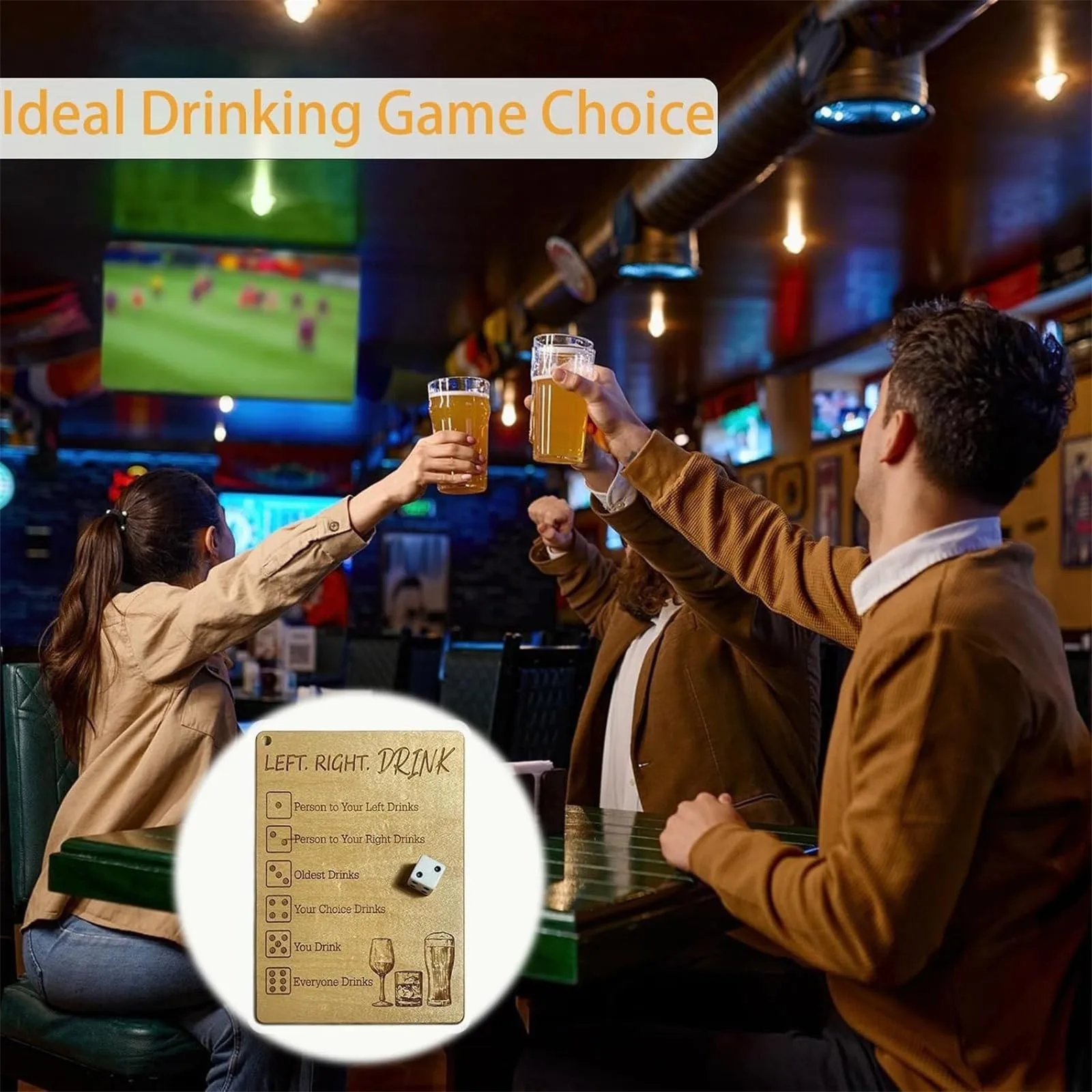 Paar Spel Houten Links Rechts Drinken Spel Vierkant Met Dobbelstenen Volwassen Drinkspel Grappige Dobbelstenen Dienblad Party Games