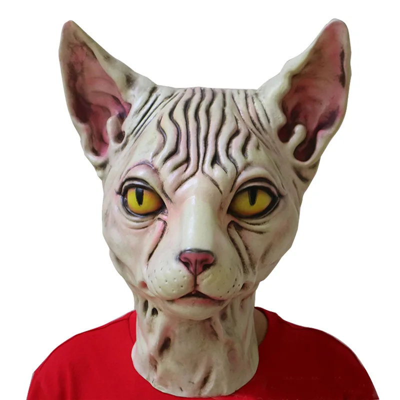 Halloween Canadian Animals Hairless Grim Mask Cats Dance Party Funny Terror Fantasy Game Hoods Latex Unisex