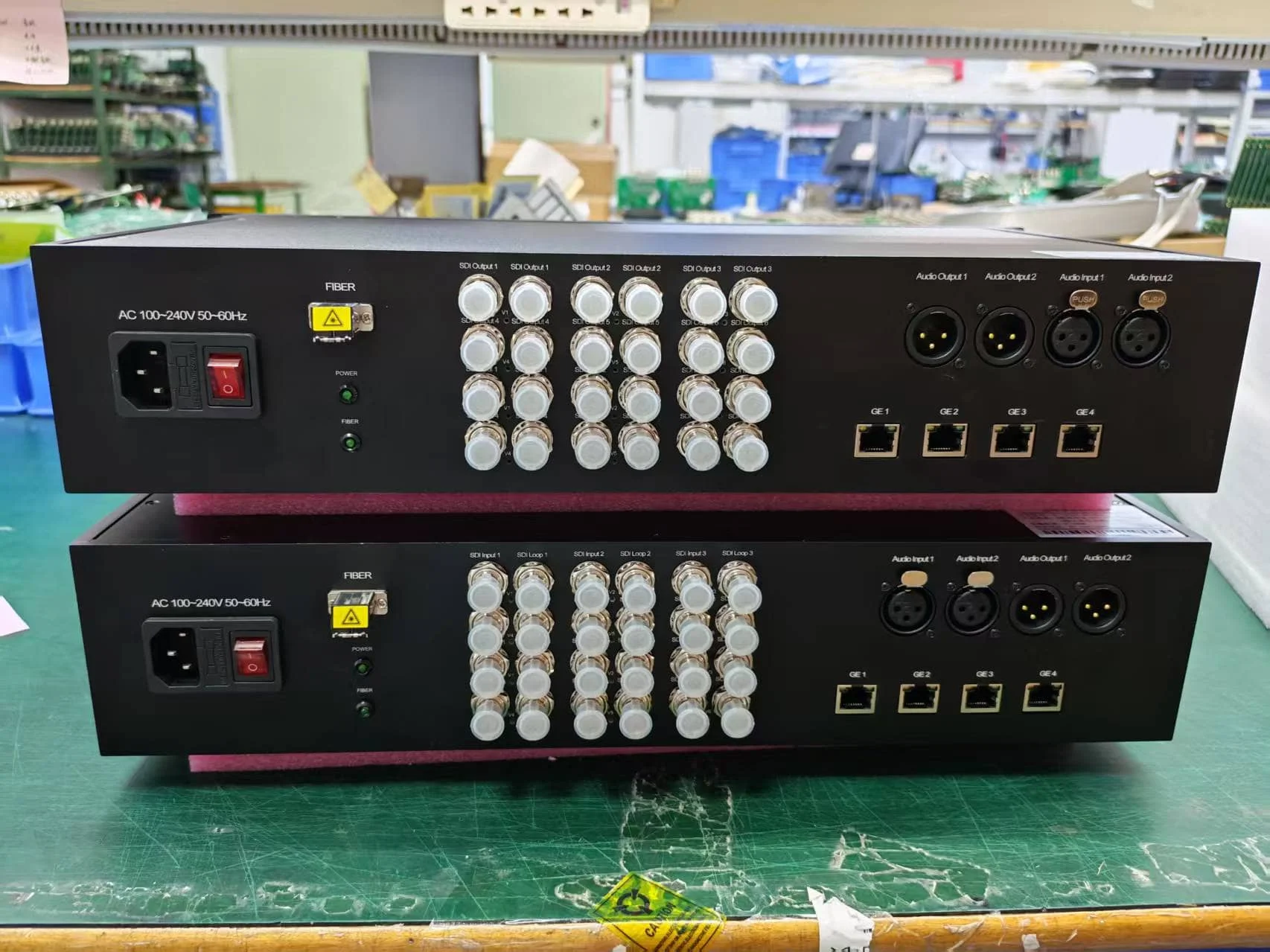 Custom Design Multiplexor 4K SDI Fiber System with XLR Audio and Isolated 1GB Ethernet