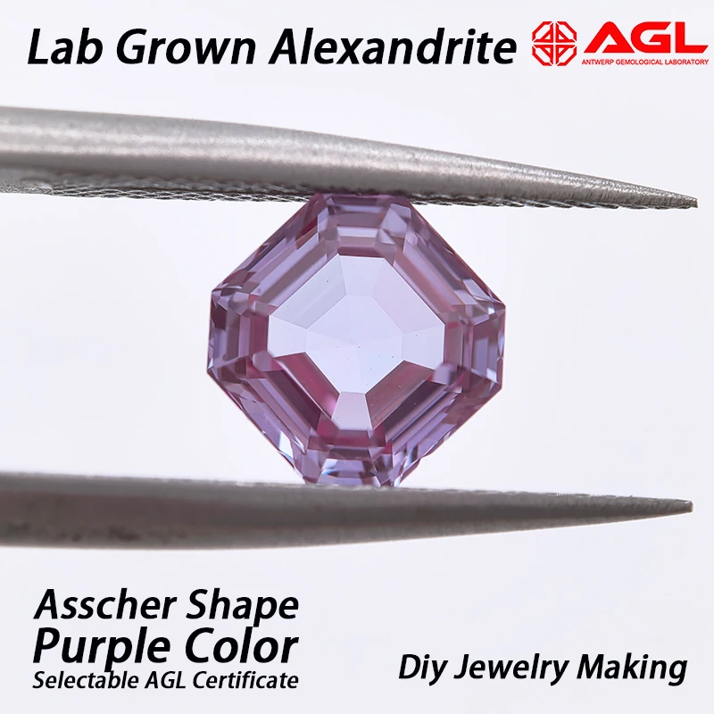 Lab Grown Alexandrite Stone Asscher Cut Available High Quality Eco-Friendly Color Changing Gem Selectable Certificate